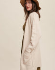 Two Pocket Open-Front Long Knit Cardigan