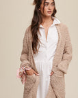 Popcorn Open Knit Cardigan Sweater