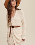 Popcorn Open Knit Cardigan Sweater