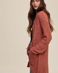 Popcorn Open Knit Cardigan Sweater