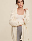 Cable Knit Open Front Long Cardigan