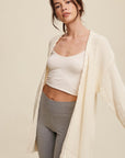 Cable Knit Open Front Long Cardigan