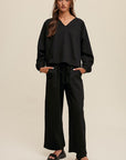 V-neck Sweatshirt and Pants Set