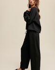 V-neck Sweatshirt and Pants Set