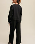 V-neck Sweatshirt and Pants Set