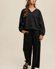 V-neck Sweatshirt and Pants Set