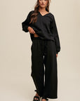 V-neck Sweatshirt and Pants Set