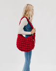 Quilted Hobo Bag (crimson red)