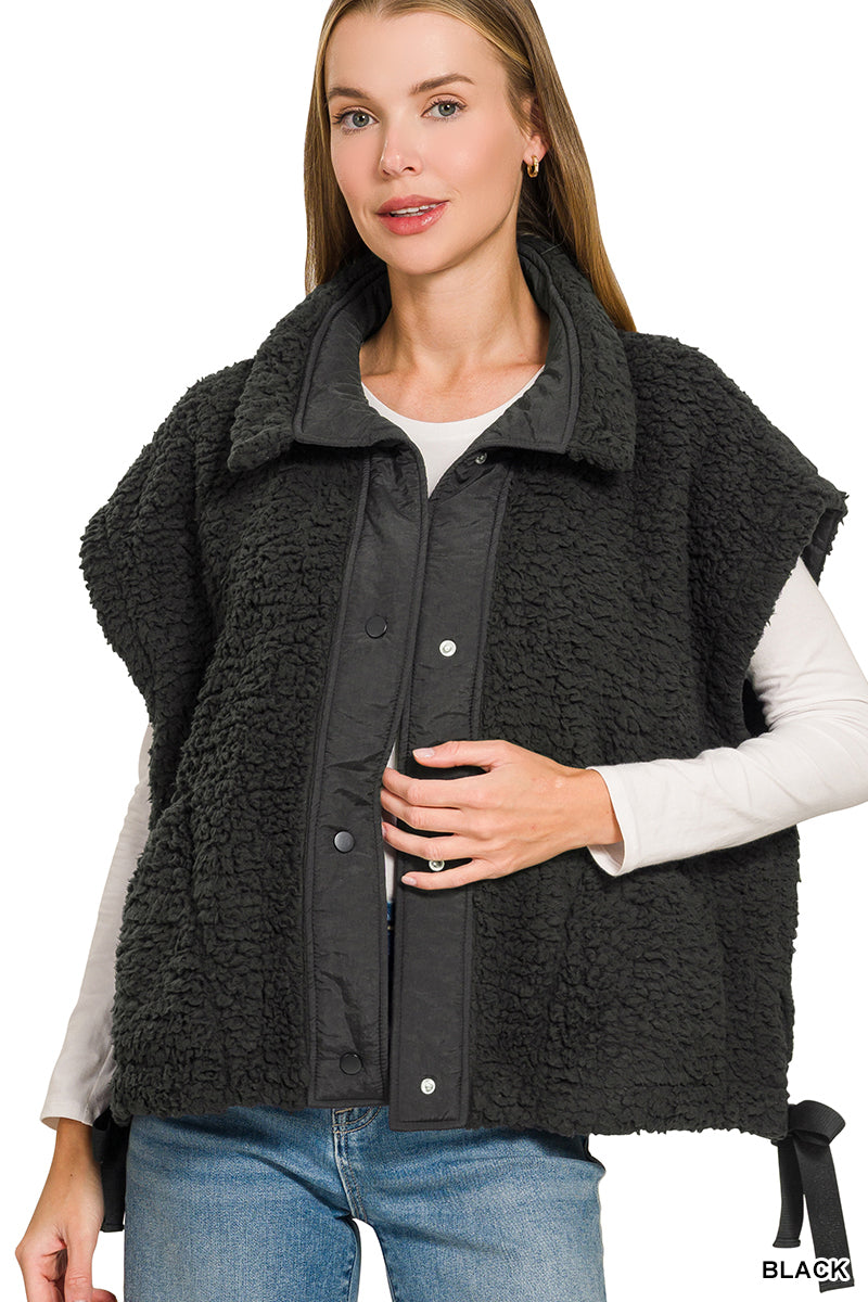 Cozy Sherpa Snap Vest