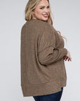 Plus Brushed Melange Drop Shoulder Sweater