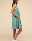 Sleeveless Flared Dress with Side Pockets