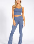 Women's Stone Washed Ribbed Yoga Pants