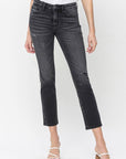 Mid Rise Crop Slim Straight Jeans