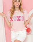 Pink Valentines Shiny XOXO Graphic T-shirt