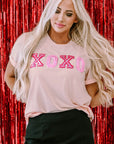 Pink Valentines Shiny XOXO Graphic T-shirt