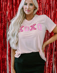 Pink Valentines Shiny XOXO Graphic T-shirt