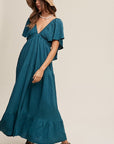 V-neck Ruffle Sleeve Flowy Vacation Dress