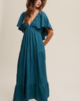 V-neck Ruffle Sleeve Flowy Vacation Dress