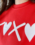 Red Puff XOXO Print Valentines Heart Sweatshirt