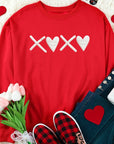 Red Puff XOXO Print Valentines Heart Sweatshirt