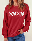 Red Puff XOXO Print Valentines Heart Sweatshirt