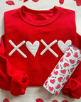 Red Puff XOXO Print Valentines Heart Sweatshirt