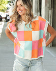 Multi-Color Checker Sweater Vest