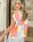 Multi-Color Checker Sweater Vest