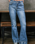 Slight Distressed Medium Wash Flare Jeans