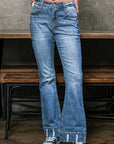 Slight Distressed Medium Wash Flare Jeans