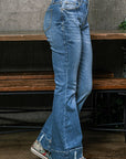 Slight Distressed Medium Wash Flare Jeans