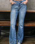 Slight Distressed Medium Wash Flare Jeans