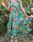 Floral Print Sleeveless Ruffle Tiered Maxi Dress