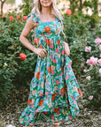 Floral Print Sleeveless Ruffle Tiered Maxi Dress