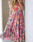 Floral Print Sleeveless Ruffle Tiered Maxi Dress