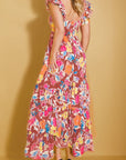 Floral Print Sleeveless Ruffle Tiered Maxi Dress