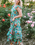 Floral Print Sleeveless Ruffle Tiered Maxi Dress