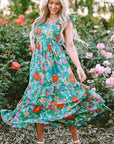 Floral Print Sleeveless Ruffle Tiered Maxi Dress