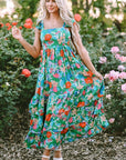 Floral Print Sleeveless Ruffle Tiered Maxi Dress