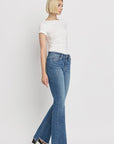 High Rise Slant Hem Flare Jeans