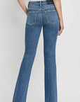 High Rise Slant Hem Flare Jeans