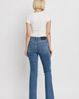 High Rise Slant Hem Flare Jeans