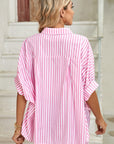 Stripe Button Up Dolman Shirt