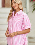 Stripe Button Up Dolman Shirt