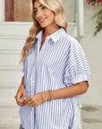 Stripe Button Up Dolman Shirt