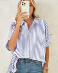 Stripe Button Up Dolman Shirt