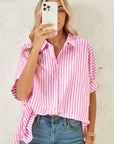 Stripe Button Up Dolman Shirt