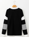 Striped Colorblock Patchwork Collar Sweatshirt