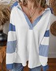 Striped Colorblock Patchwork Collar Sweatshirt