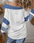 Striped Colorblock Patchwork Collar Sweatshirt